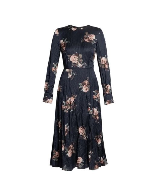 Erdem Blue Floral-Pattern Textured Dress