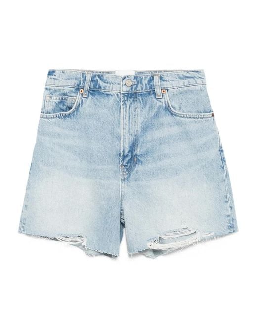 Reformation Blue Saige Denim Shorts