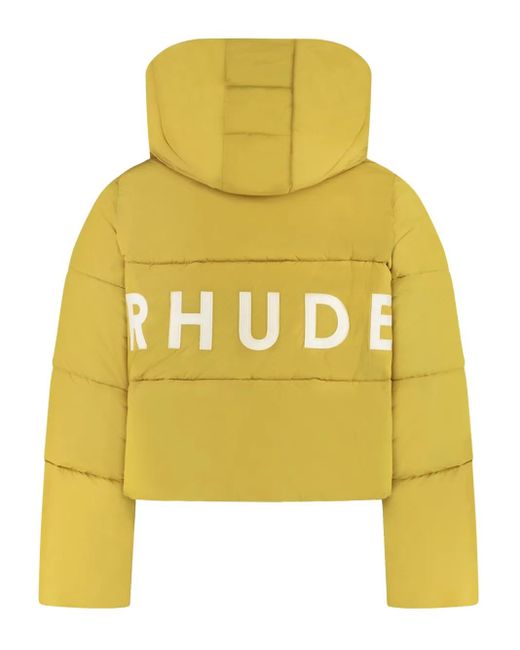 Rhude Yellow Hooded Padded Jacket for men