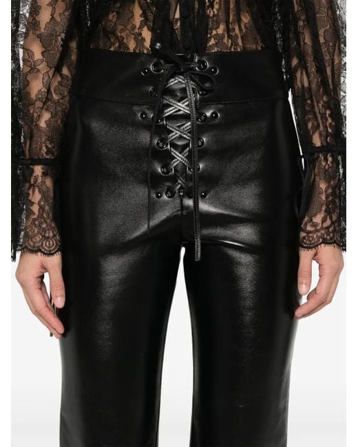 Chloé Gray Lace-Up Leather Capri Trousers