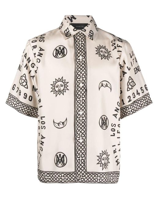 Amiri Ouija Boardprint Silk Bowling Shirt in Natural for Men Lyst