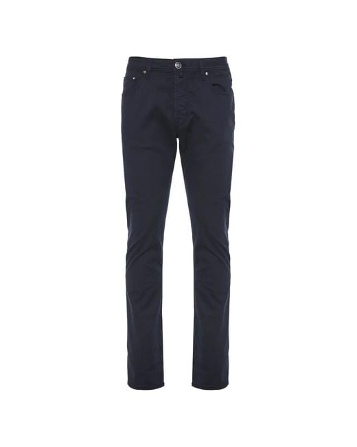 Jacob Cohen Blue Bard Logo-Patch Trousers for men