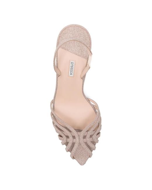 Le Silla Natural Glitter Strappy Sandals
