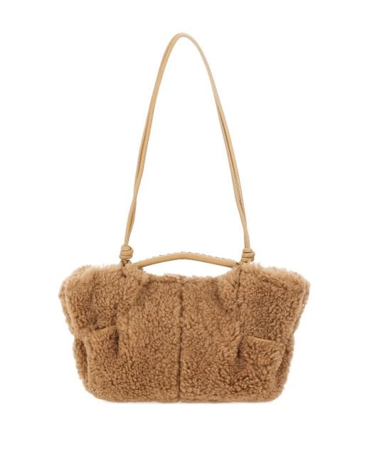 Hereu White Shearling Shoulder Bag
