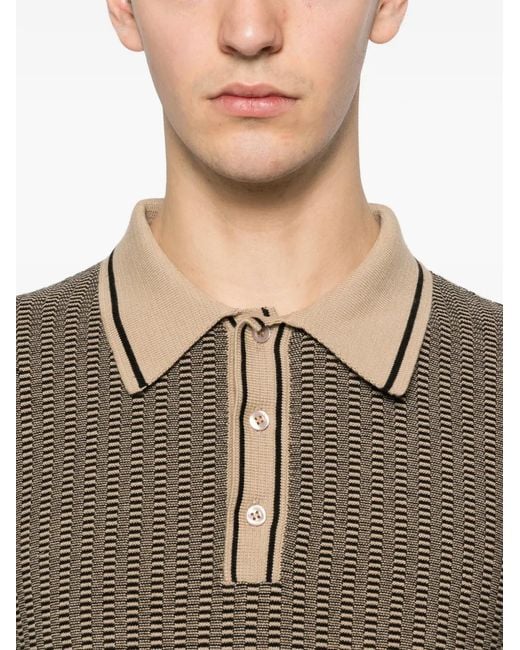 Tagliatore Brown Patterned Polo Shirt for men
