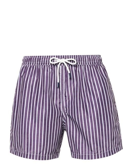 Fedeli Purple Madeira Striped Swim Shorts for men