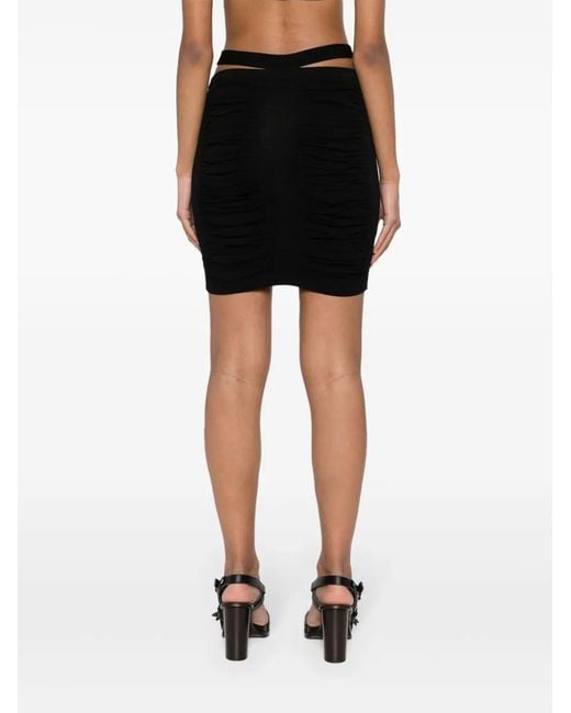 ANDREADAMO Black Draped-Design Knitted Skirt