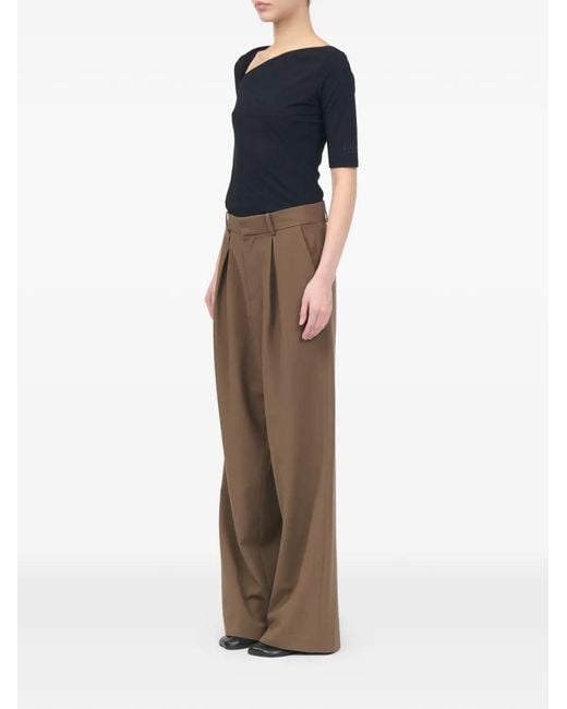 MM6 by Maison Margiela Brown Mannequin-Label Wool-Blend Pleated Trousers