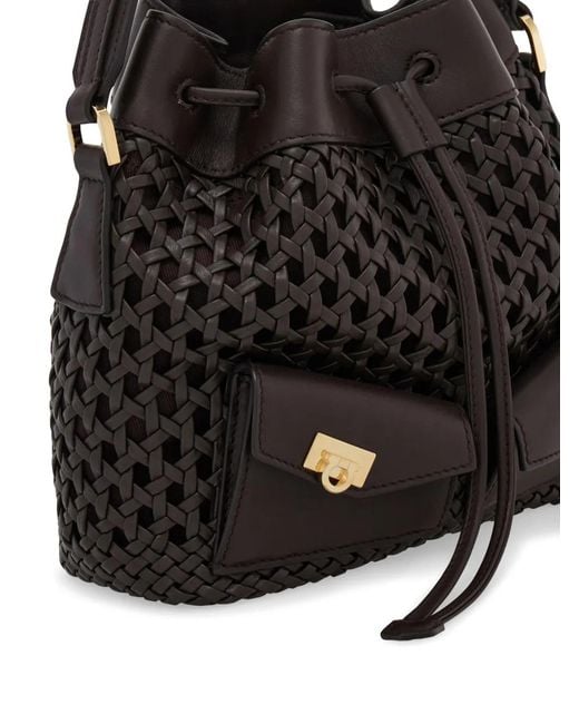 Ferragamo Black Multipocket Bucket Bag
