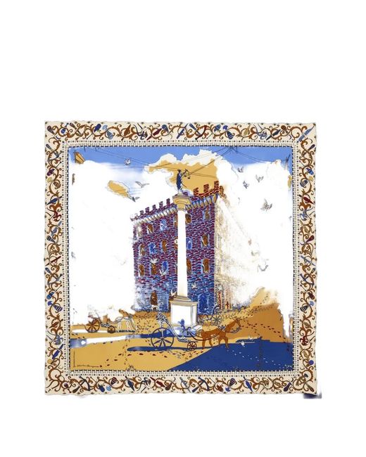Ferragamo Blue Palazzo Graphic-Print Scarf
