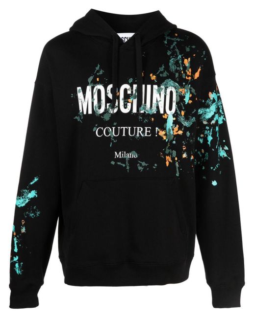 Hoodie en coton à imprimé peinture Moschino pour homme en coloris Black