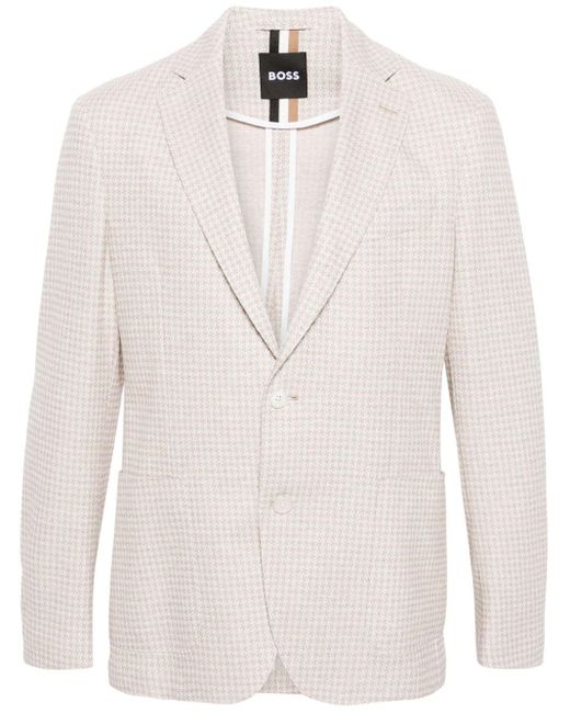 Boss Natural Houndstooth Single-breasted Blazer for men