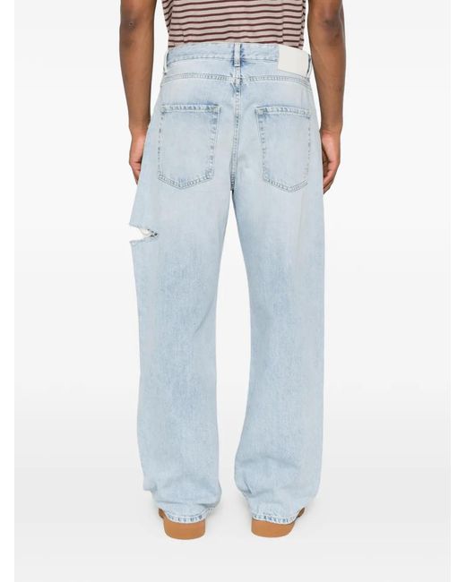 ICON DENIM Blue Scott Distressed-Effect Straight-Leg Jeans for men