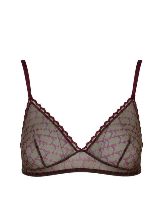Laura Urbinati Brown Soutien-Gorge En Tulle À Motif