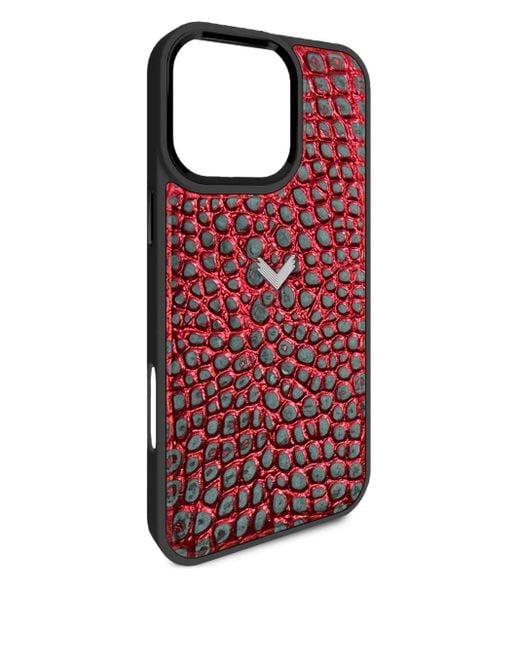 Velante クロコパターン Iphone 16 Pro ケース Red