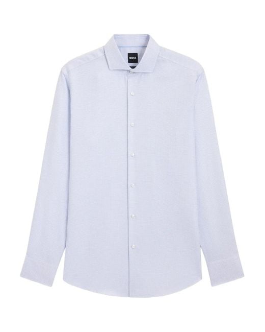 Boss White Buttoned Patterned Shirt for men