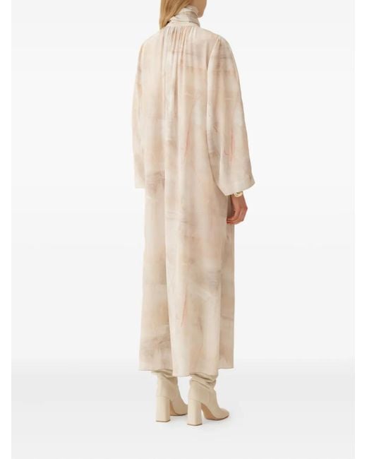 Fabiana Filippi Natural Abstract-Print Midi Dress