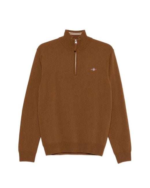 Gant Brown Half-Zip Sweater for men
