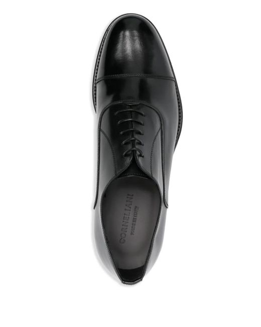 Corneliani Black Leather Derby Shoes for men