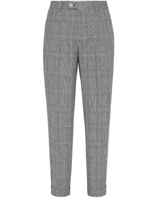 Brunello Cucinelli Gray Prince Of Wales Trousers for men