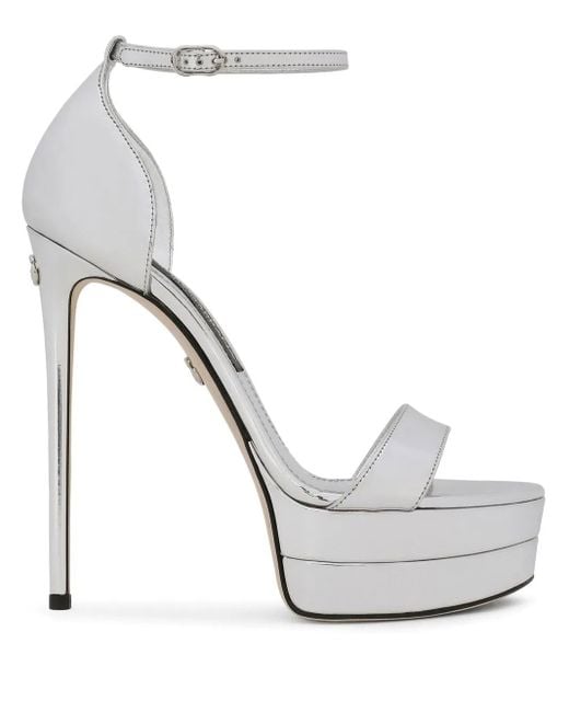 Dolce & Gabbana White Mirror-Effect Platform Sandals