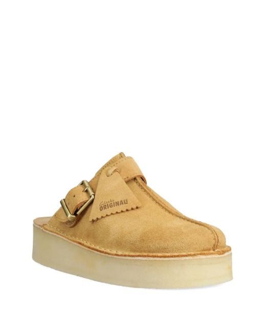 Clarks Natural Buckle Platform Mules