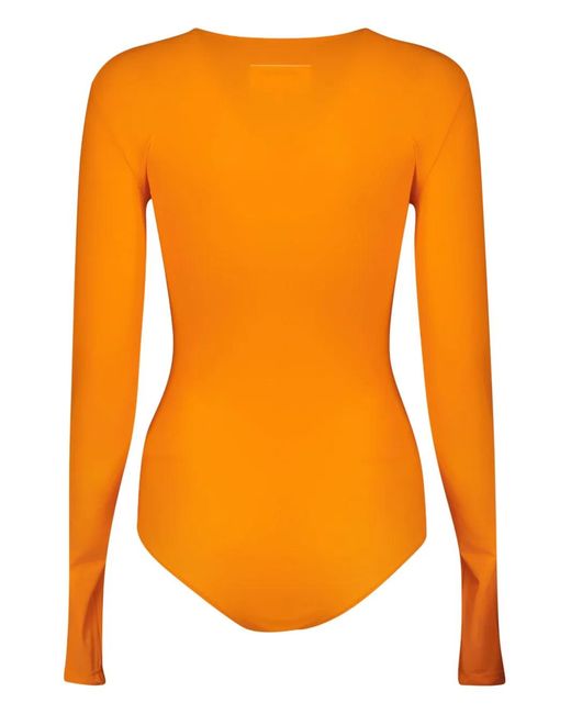 MM6 by Maison Margiela Orange Numbers-Motif Bodysuit