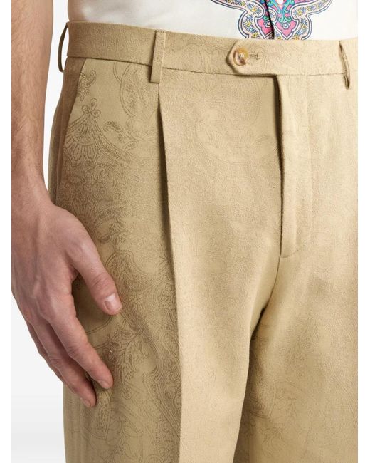 Etro Natural Jacquard Floral Trousers for men