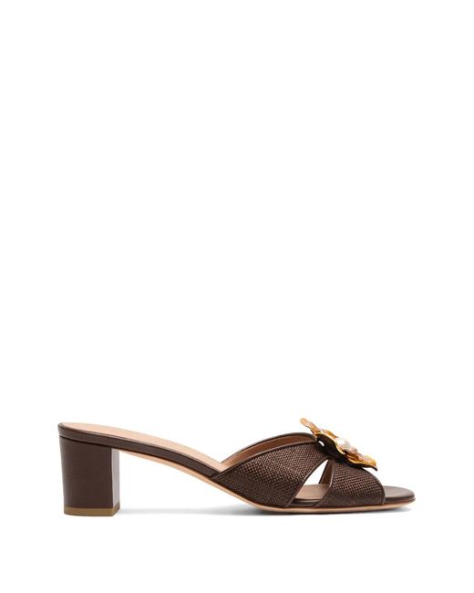 Malone Souliers Brown Suri Flower-Detail Sandals