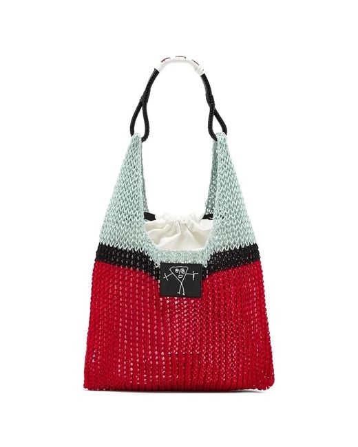 Plan C Red Mesh Shoulder Bag
