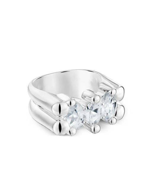 Tous White Three-Stone Cylindrical Ring