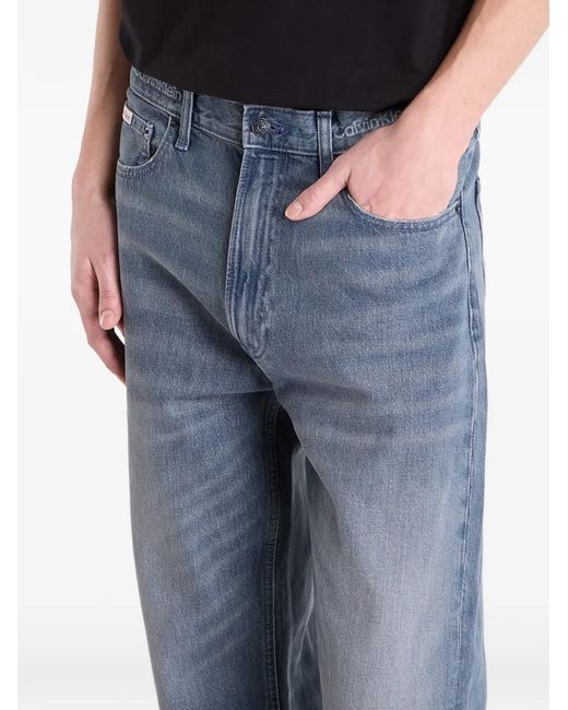 Calvin Klein Blue Logo-Patch Jeans for men