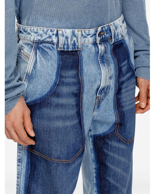DIESEL Blue D-p-5-d 0ghaw Mid-rise Tapered Jeans for men