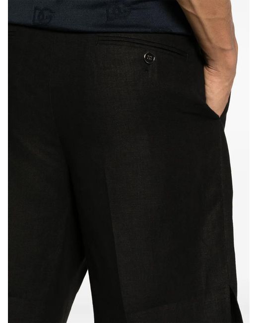 Dolce & Gabbana Black Pleated Linen Shorts for men