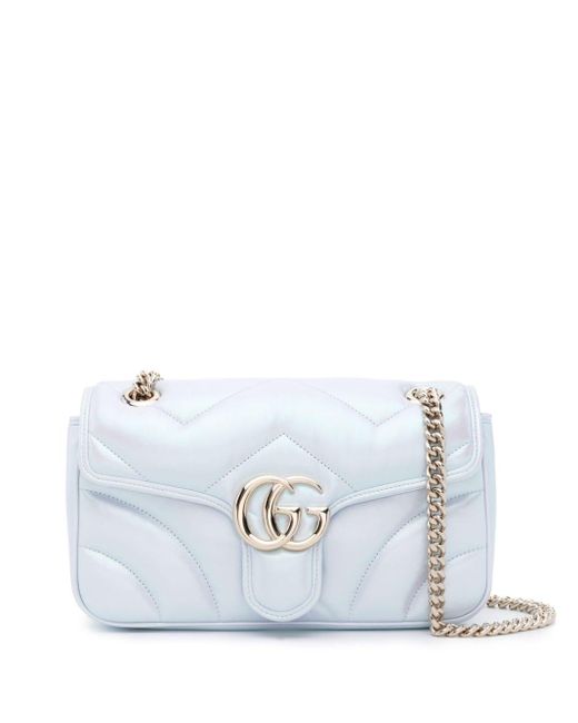 Bolso de hombro GG Marmont pequeño Gucci de color White