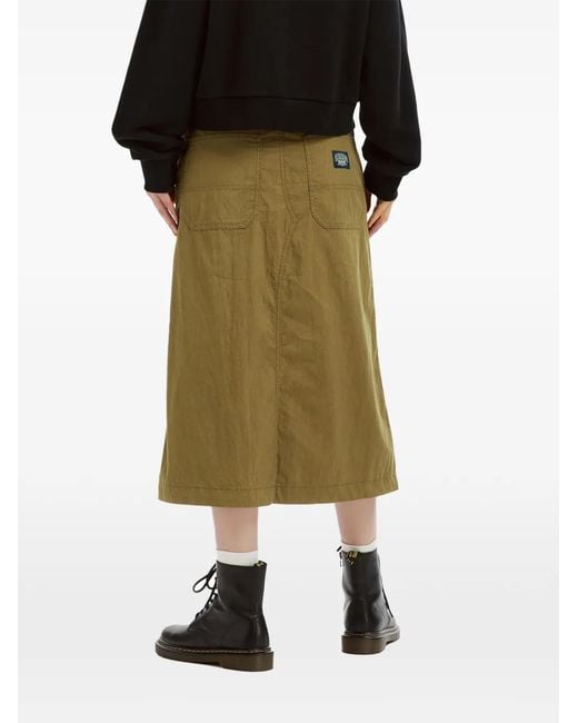 Chocoolate Green Logo-Patch Front-Slit Skirt