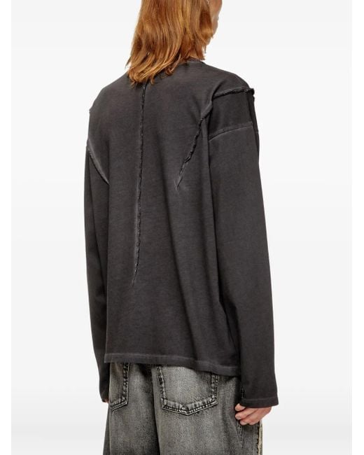 DIESEL Gray Long-Sleeve T-Shirt With Faded Effect