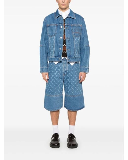 MARINE SERRE Blue Moon Denim Bermuda Shorts for men
