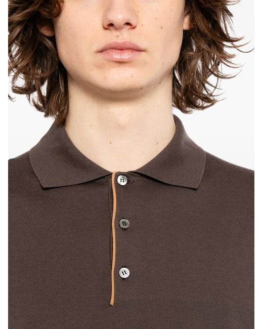 Canali Gray Knitted Polo Shirt for men