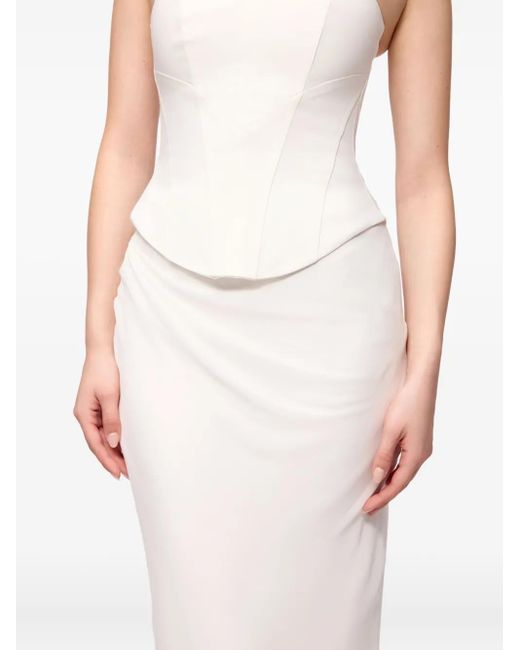V:PM ATELIER White Sammy Draped Double-Layer Maxi Skirt