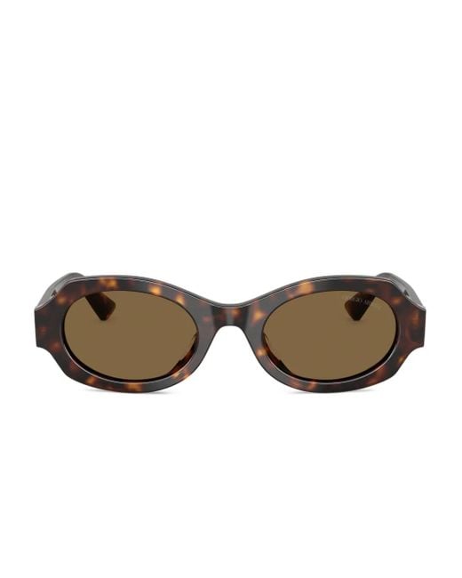 Giorgio Armani Brown Tortoiseshell Oval-Frame Sunglasses