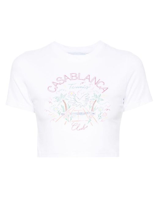 Casablancabrand White T-Shirt mit Tennis Club-Print