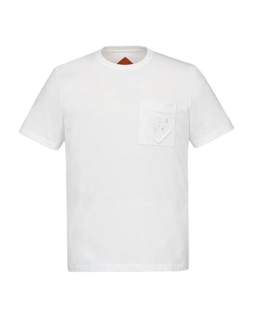 MCM White Essential Logo-Pocket T-Shirt for men