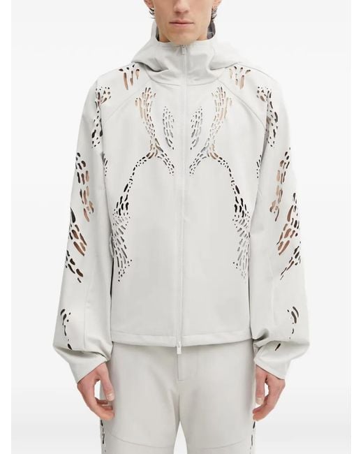 HELIOT EMIL Gray Roan Cut-Out Hooded Jacket for men