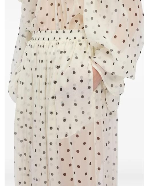 MSGM White Polka-Dot-Print Trousers