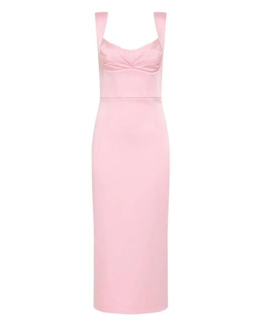 Rebecca Vallance Pink Aymee Sweetheart-Neckline Midi Dress