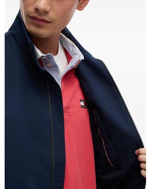 Tommy Hilfiger Blue Logo-Patch High-Neck Jacket for men