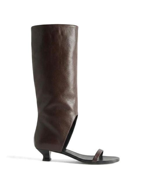 Paloma Wool Black Manuela Open-Toe Knee-High Sandals
