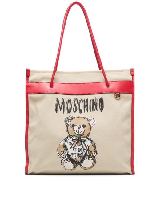 Moschino Pink Teddy Bear-Print Tote Bag