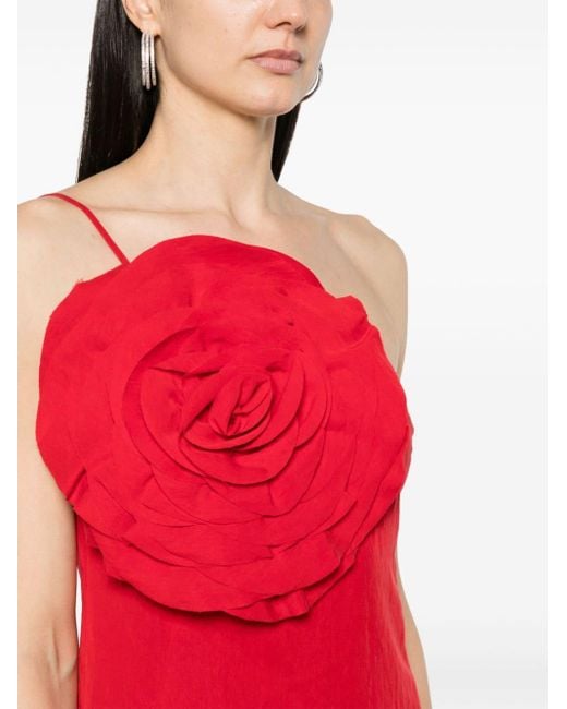 Blumarine Red Rose-appliqué Mini Dress
